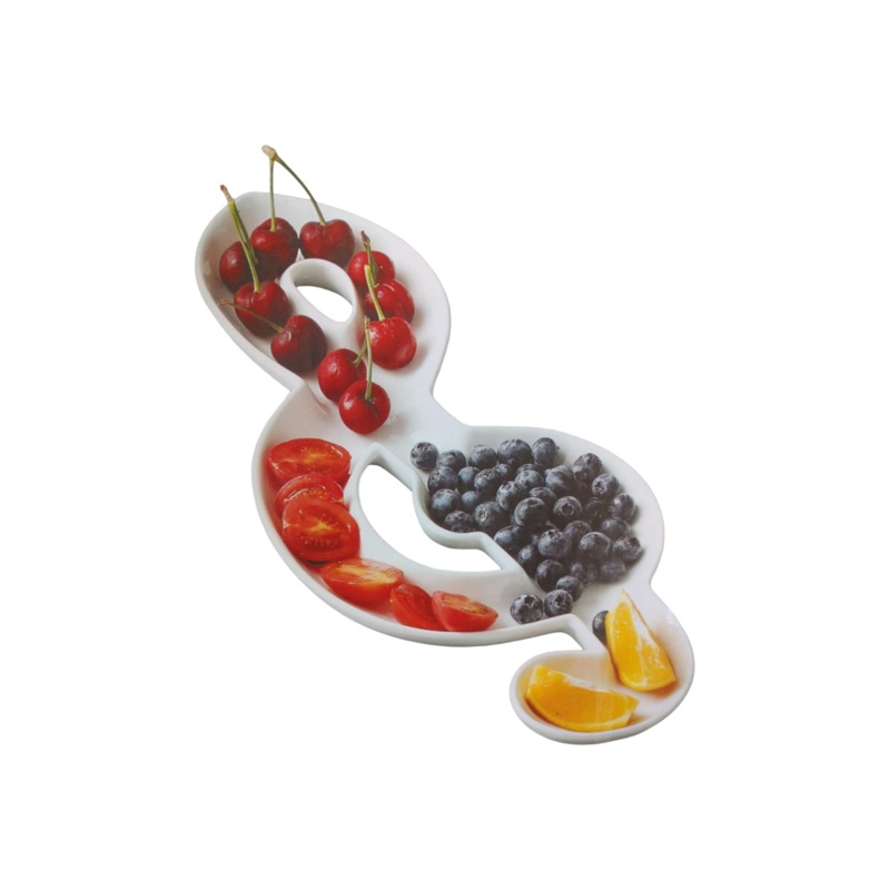 Ceramic White Condiments Plate Music Note Design 16Inch