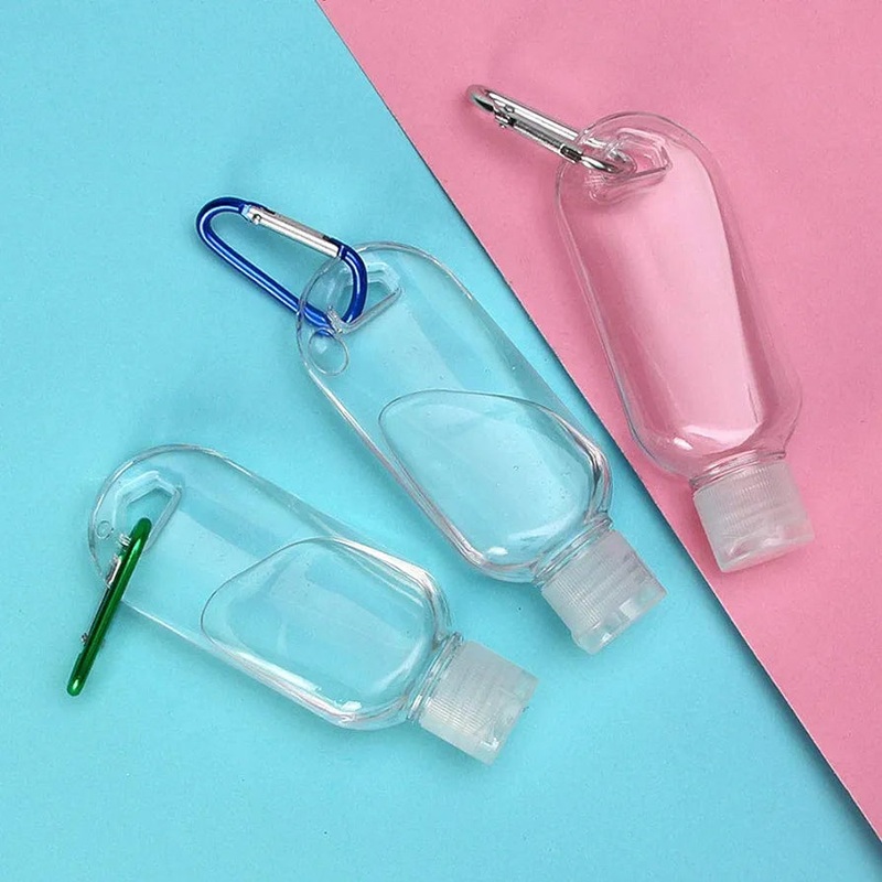 60ml Clear Plastic Travel Keychain Bottles Leak Proof Portable Refillable Empty Bottles with Flip Cap