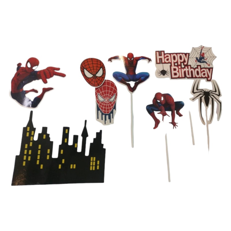 Acrylic Cake Topper Disney Spider Man Theme 8pc Set