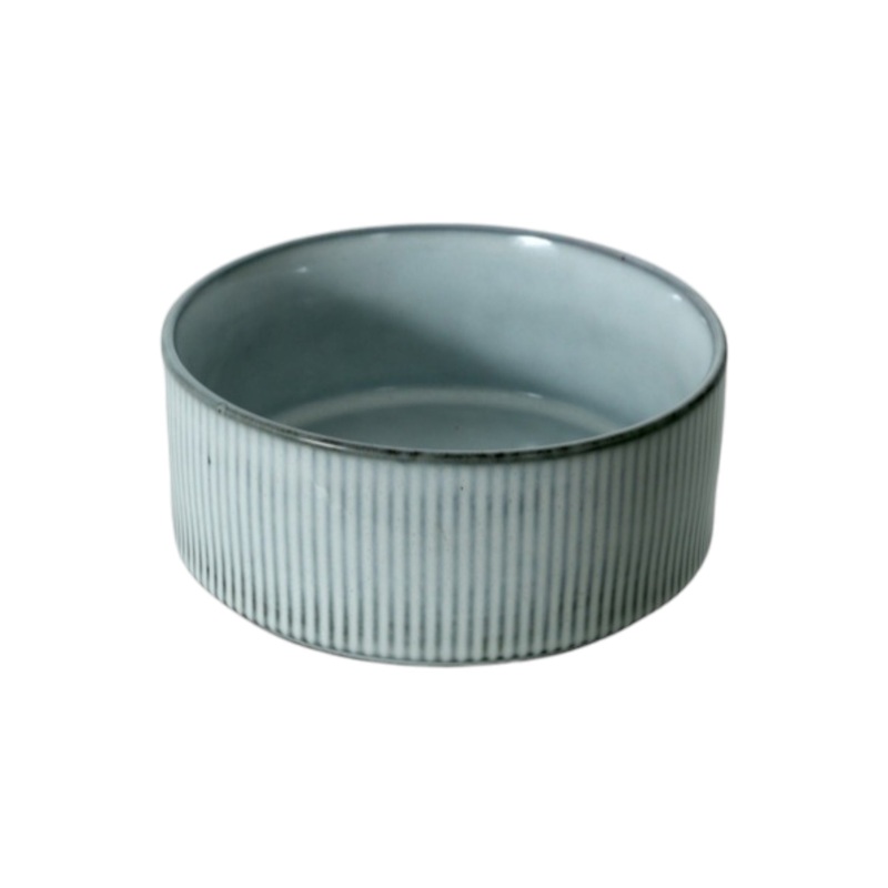 Ceramic Rib Cereal Bowl Grey 14.3×6.3cm