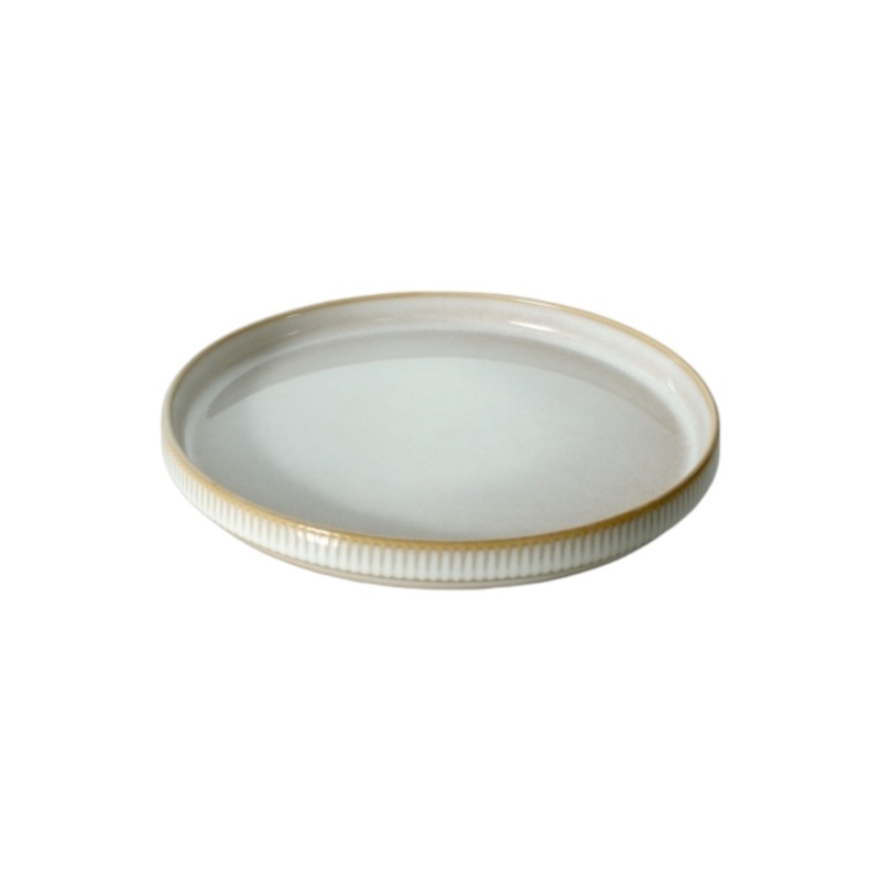 Ceramic Rib Side Plate Cream 20.4×2.2cm