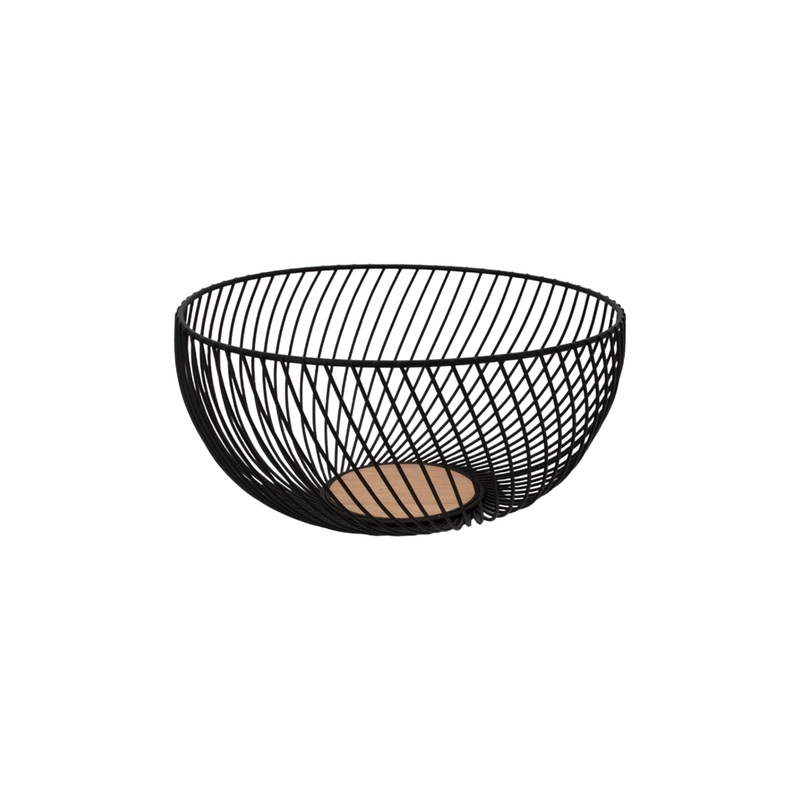 Regent Swirl Basket wire and Wood Powder Coated Black 125×250 Diameter
