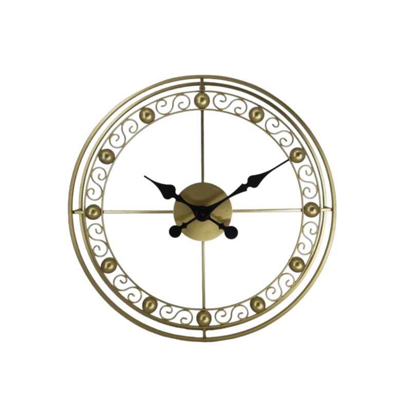 Round Gold Metal Wall Clock 60x60x6cm