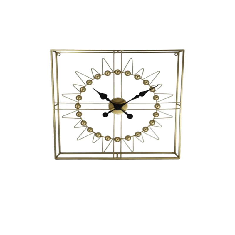 Square Gold Metal Frame Wall Clock 60cm