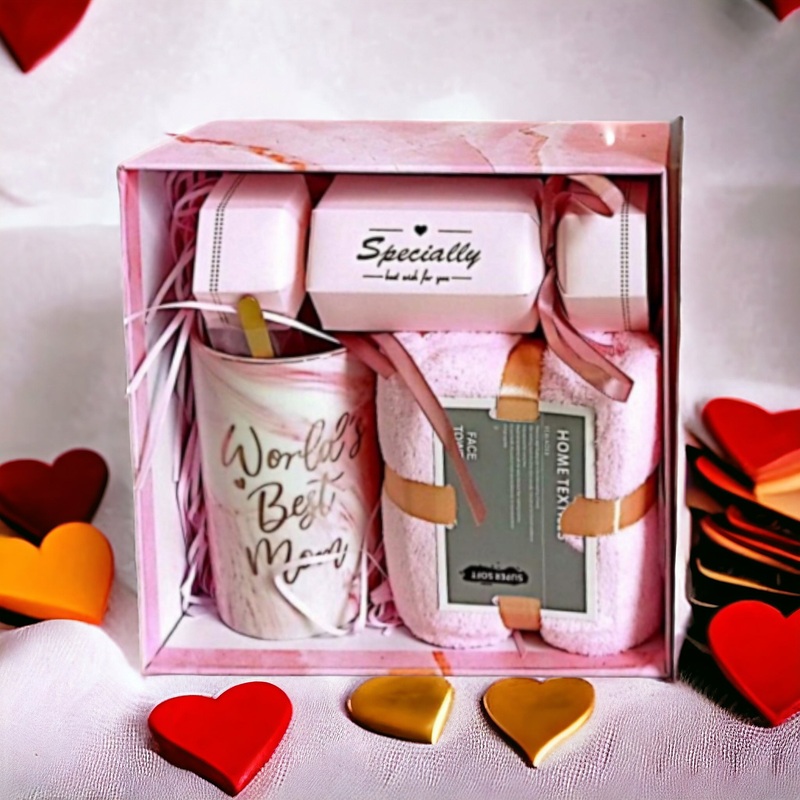 Worlds best Mom Gift Set Ceramic Mug & Accessories