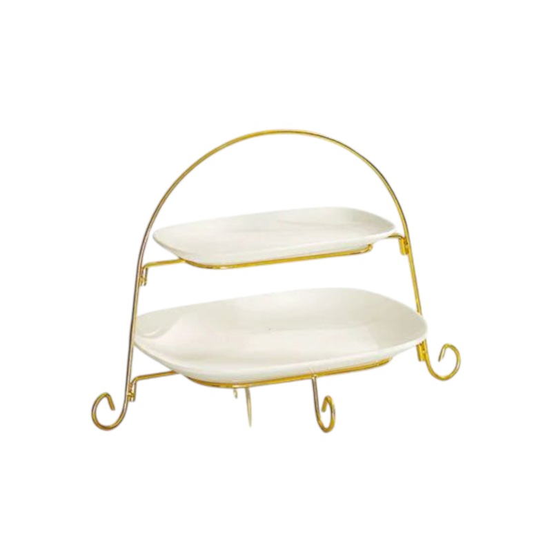 2-Tier Platter Set with Gold Stand