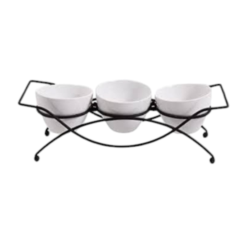 3-Piece Serving Bowl Set With Black Stand