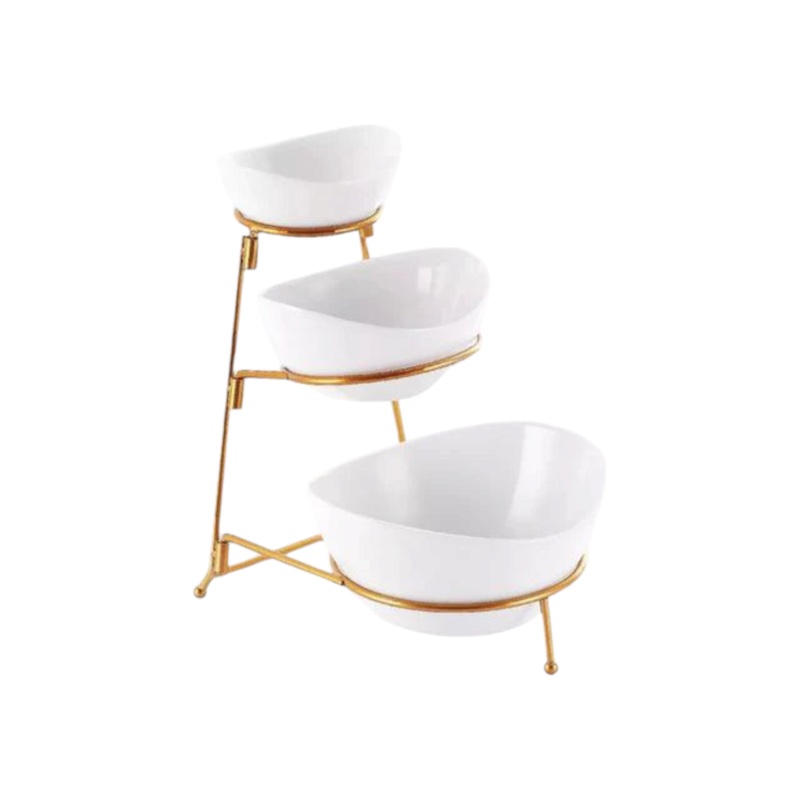 3-Tier Serving Bowl With Gold Stand