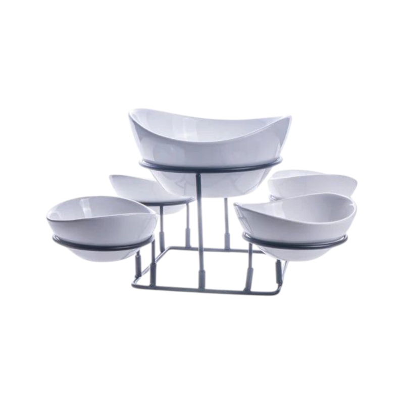 5-Piece Bowl Set with Black Stand