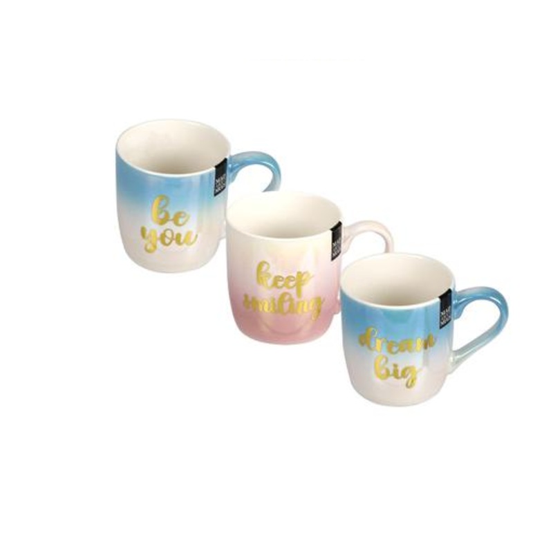 Ceramic Coffee Mug 360ml Pearl  Patterned with Gold  Print 1pc