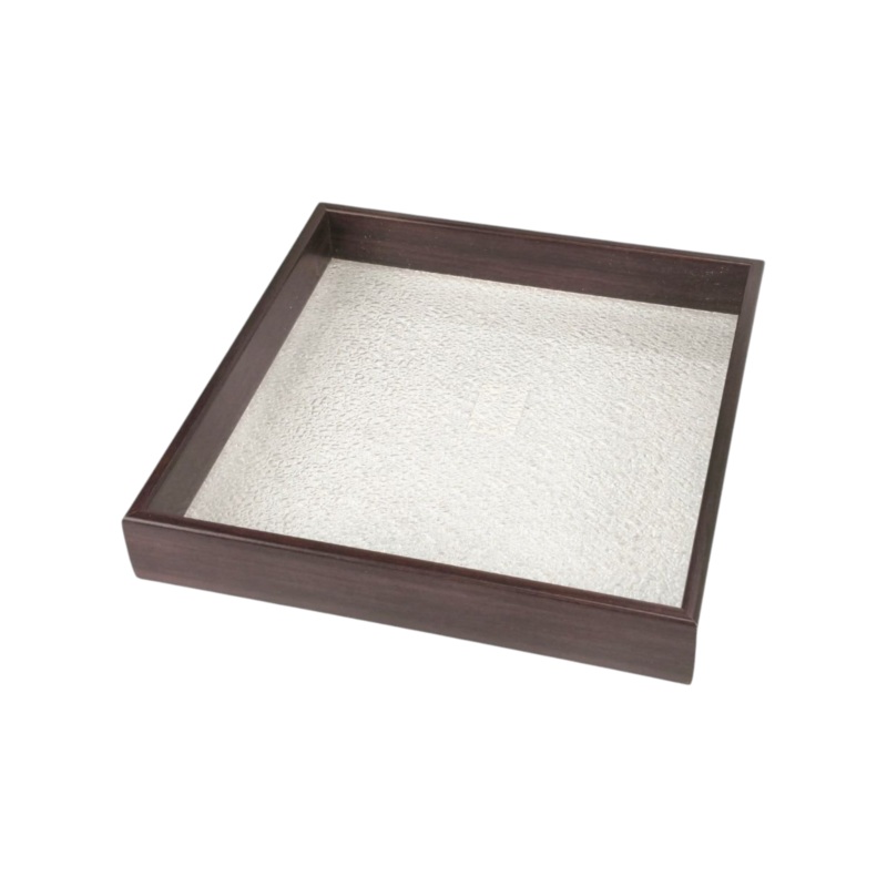 Square Mahogany Acrylic Tray With Frosted Bottom 25x25x4cm