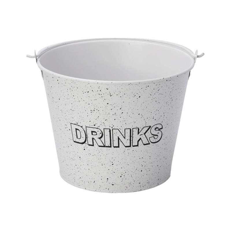 Bar Butler Ice Bucket White with Handle & Mottled Black 5L