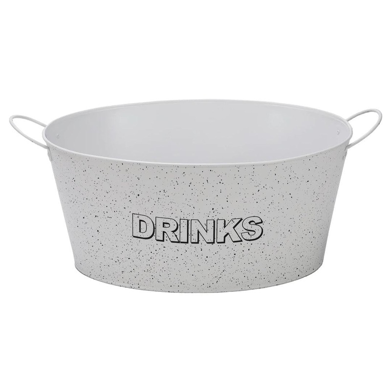 Bar Butler Oval Beverage Tub White with handles & Mottled Black 13L