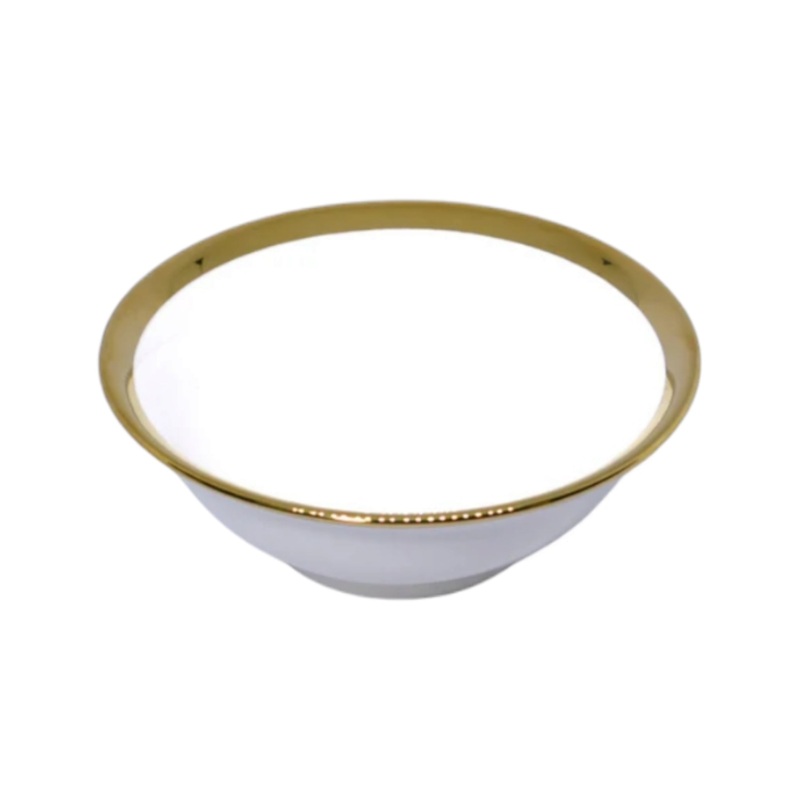 Ceramic White Bowl with Gold Rim 21×9.5cm