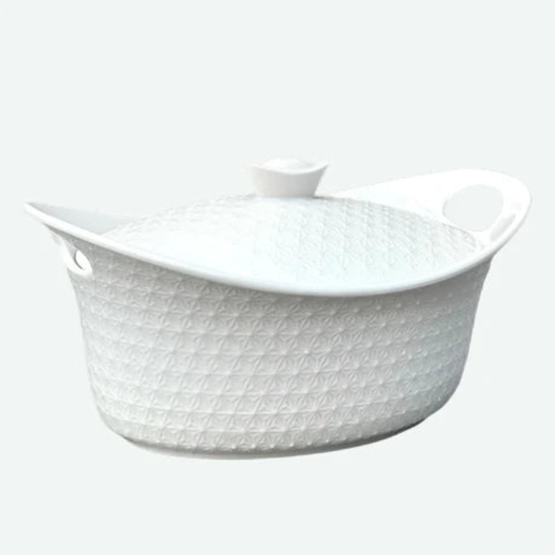 Ceramic White Soup Pot 24.5x 16.5×12.5cm