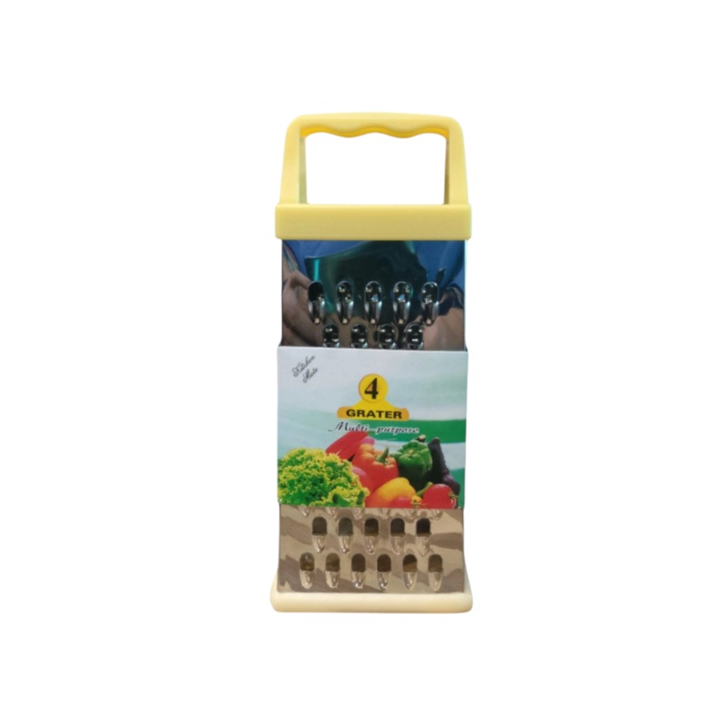 Stainless Steel Grater 4-Sided with Plastic Handle