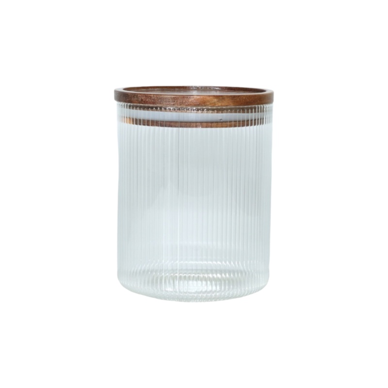 Acacia Glass Canister Jar with Lid 800ml