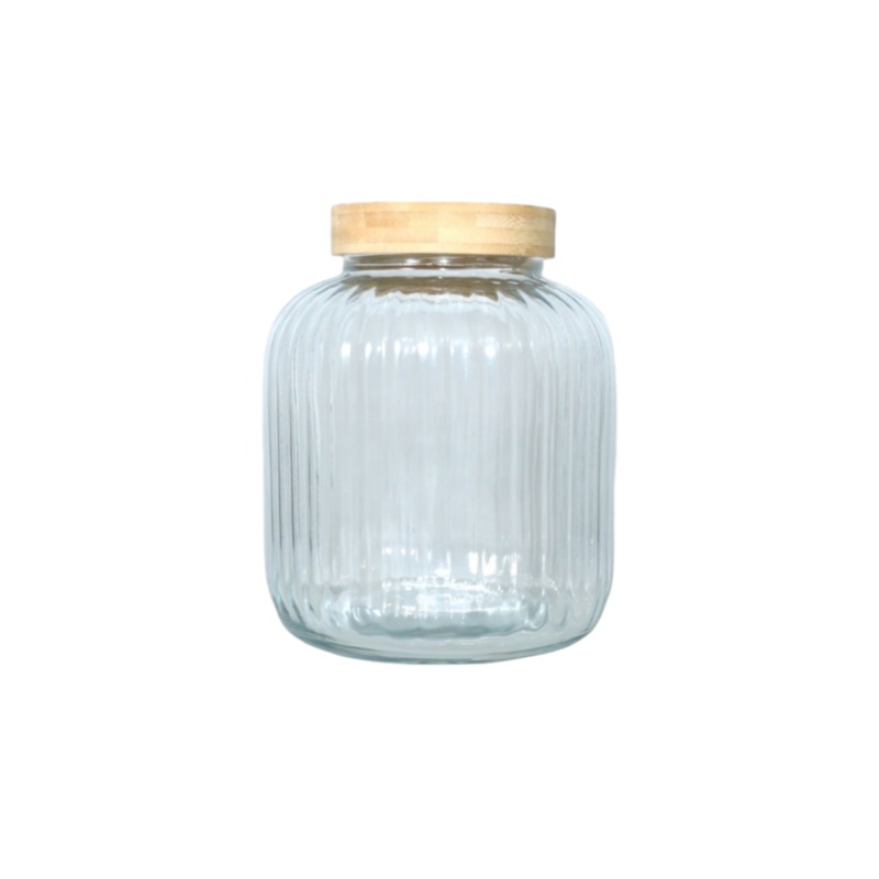 Aqua Glass Canister Jar with Bamboo Lid 3.8L