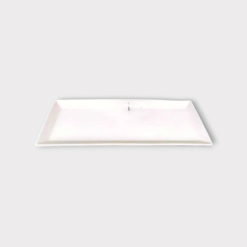 Ceramic Dinner Plate Rectangular White 15.25Inch
