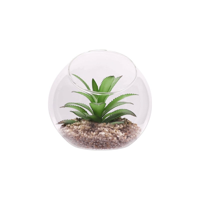 Regent Artificial Succulent In Clear Glass Sphere Large 120x110mm