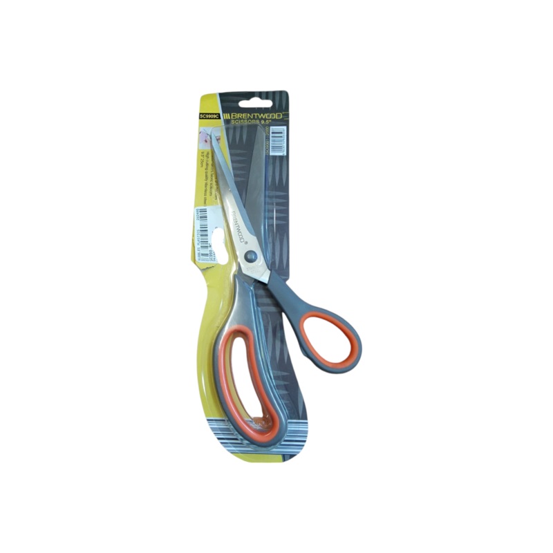 Scissors Rubber Handle Orange 9.5 inch