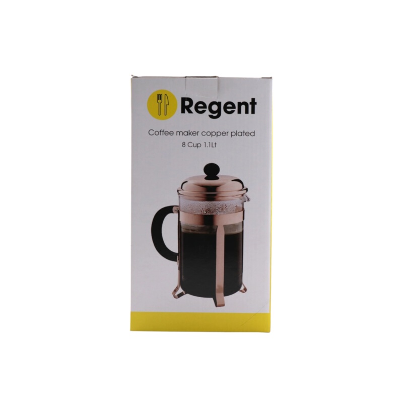 Regent Coffee Plunger with Copper Plated Frame 8cup