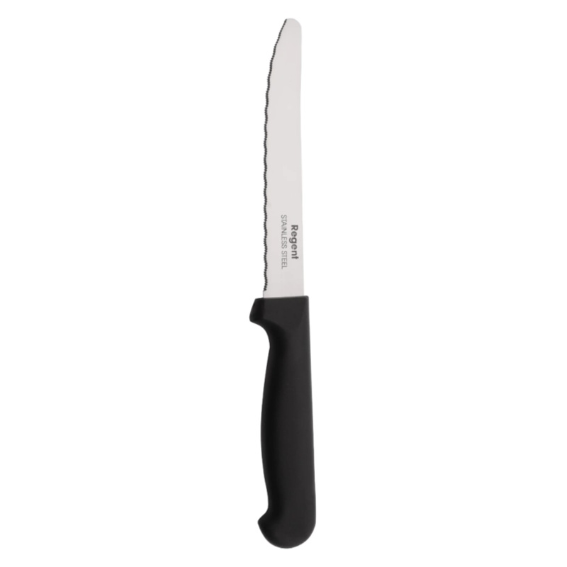 Regent Kitchen Steak Knife with Round Tip & Black Handle 6Pack
