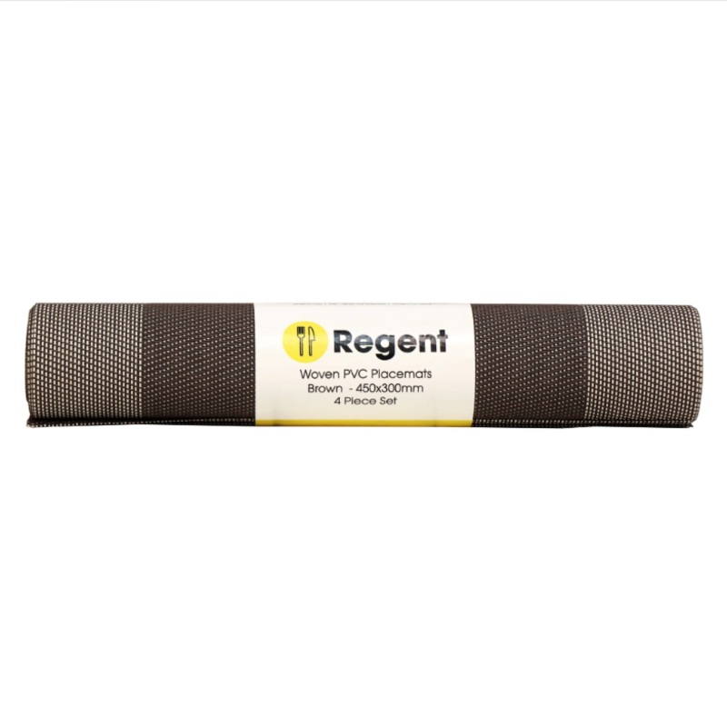Regent Place Mats Woven PVC Brown with Border 4Pack Roll