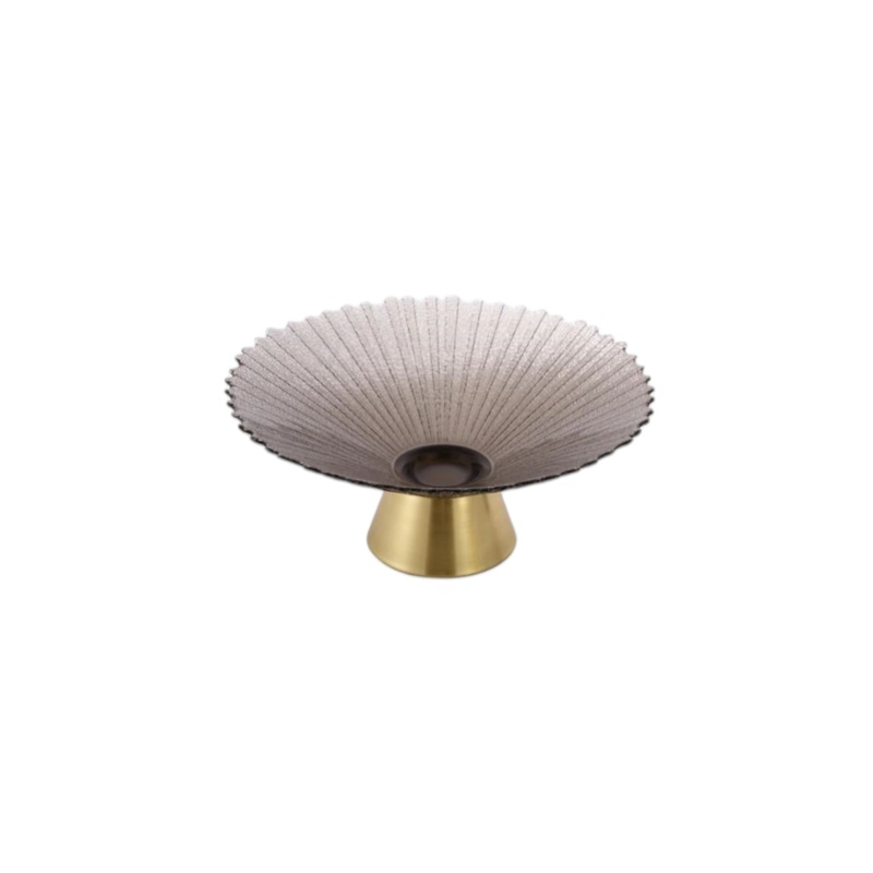 Copper Base Glass Fruit Platter Black 32x14cm