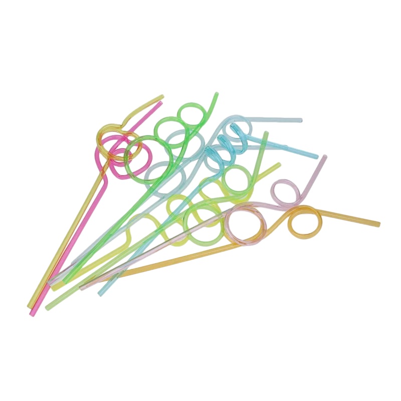 Curly Loop Plastic Straws 6pack
