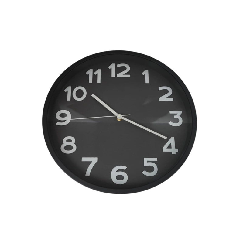 Wall Clock Round Black with White Number 30.5×30.5×4.3cm