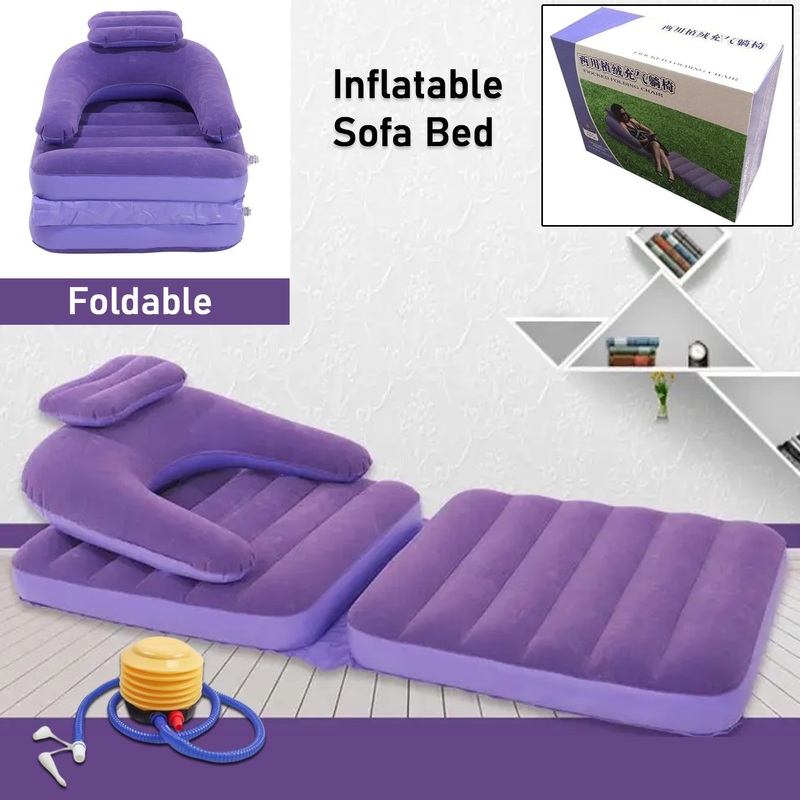 2 in 1 Air Mattress & Lounger, Portable Inflatable Mattress Air Sofa With Air Hand Pump (17575 cm)