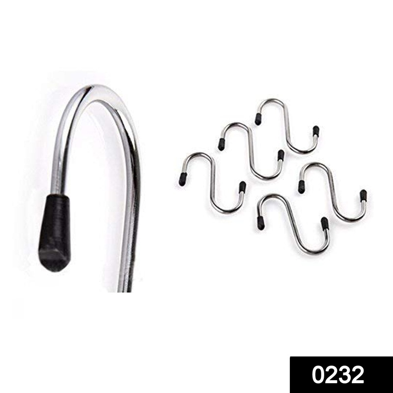 0232 Heavy Duty S-Shaped Stainless Steel Hanging Hooks – 5 pcs