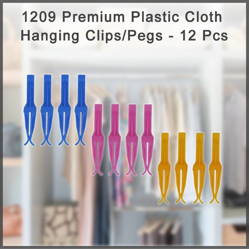 1209 Premium Plastic Cloth Hanging Clips/Pegs – 12 Pcs