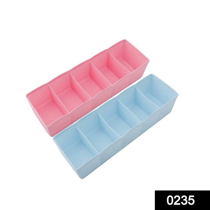 235 5-Compartments Socks/Handkerchief/Underwear Storage Box Socks Drawer Closet Organizer Storage Boxes (pack of 2)