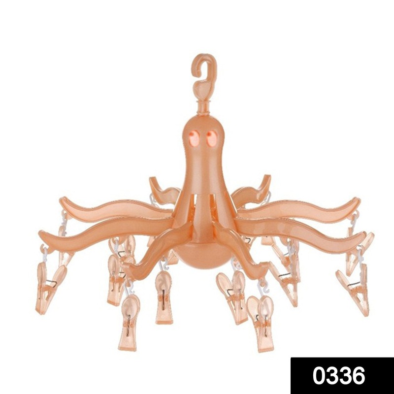 336_Small Octopus Folding Hanging Dryer Round Folding with 16 Pegs (Multicolor)