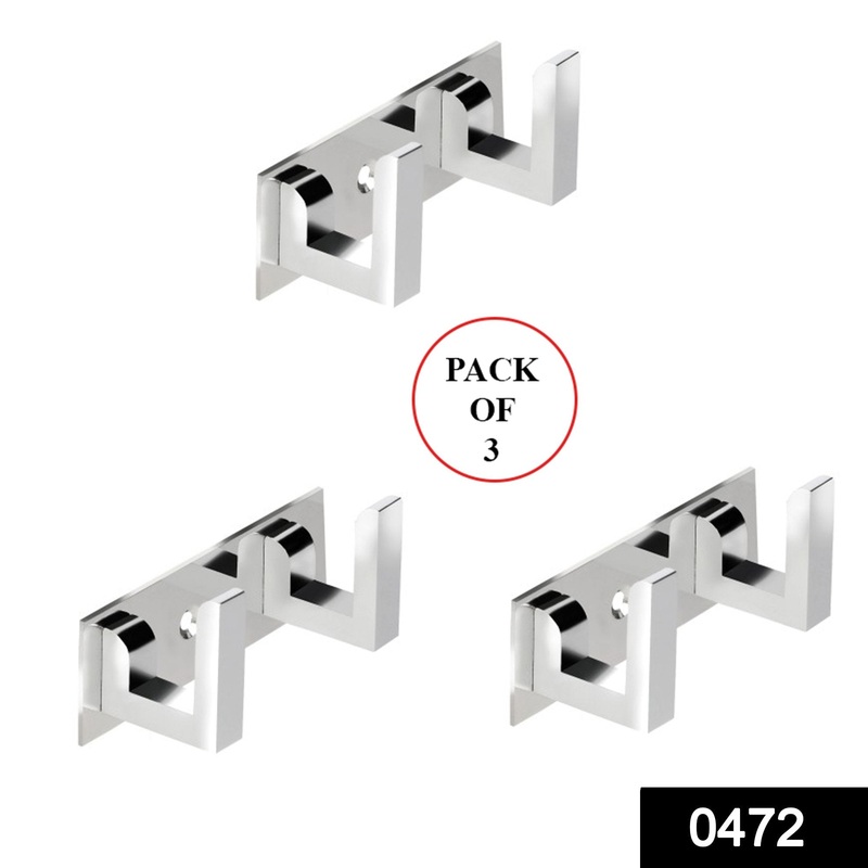472_2 Pin Cloth Hanger Bathroom Wall Door Hooks For Hanging keys,Clothes Holder Hook Rail (Pack of 3)