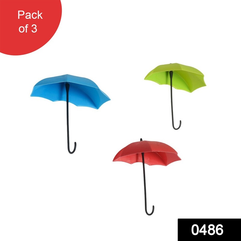 486_3pcs/set Cute Umbrella Wall Mount Key Holder Wall Hook Hanger Organizer Durable Wall hooks bathroom kitchen Umbrella Wall Hook