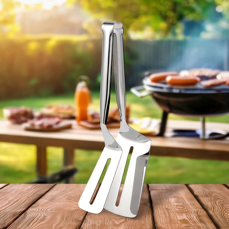 Stainless Steel Cooking Tong – Multifunctional Slotted Fish Double-Sided Spatula (1 Pc / 23 Cm)