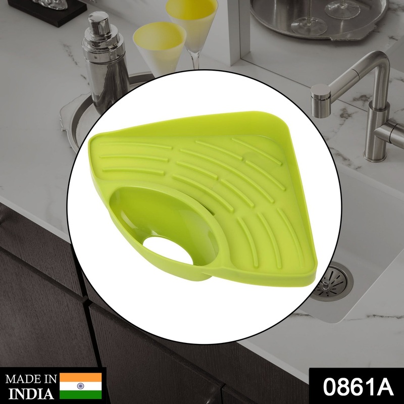 0861A Sink Strainer Basket Corner Kitchen Triangular Multi functional Drain Shelf