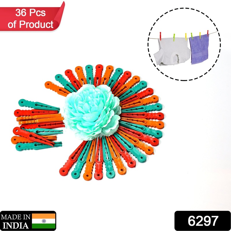 6297 36Pcs MULTIPURPOSE PLASTIC CLOTH HANGING PEGS/CLIPS – 36 PCS
