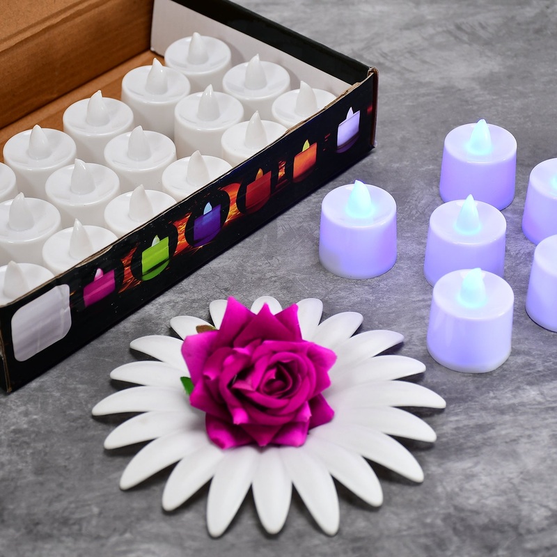 6634 Blue Flameless LED Tealights, Smokeless Plastic Decorative Candles – Led Tea Light Candle For Home Decoration (Pack Of 24)