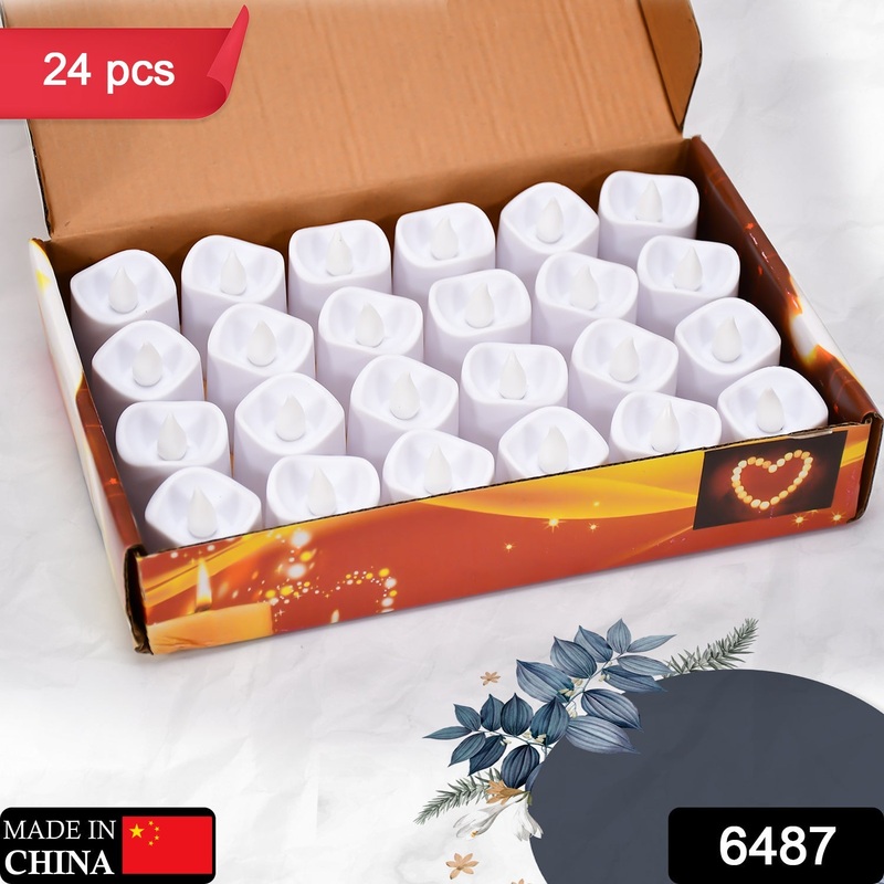 6487 Flameless LED Tealights, Smokeless Plastic Decorative Candles – Led Tea Light Candle For Home Decoration (Pack Of 24)