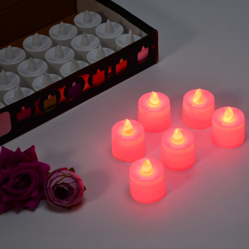 6633 Red Flameless LED Tealights, Smokeless Plastic Decorative Candles – Led Tea Light Candle For Home Decoration (Pack Of 24)