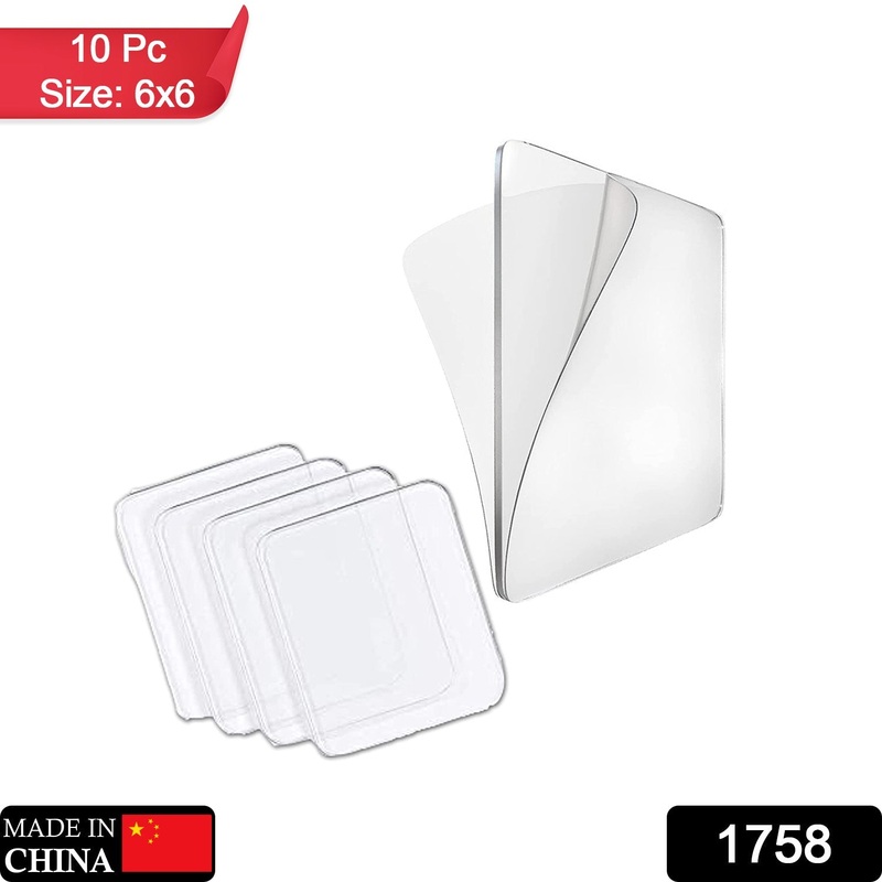 1758 Self Adhesive Tape Double Sided Heavy Duty Tap for Wall, Kitchen, Office, Wall, Car | Stickers for Home (Pack of 10 Pcs) (Size – 6cm x 6cm Each, Transparent)