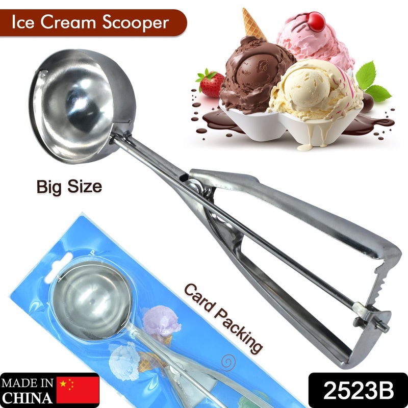 2523B Ice Cream Serving Scoop | Stainless Steel Premium Quality Ice Cream Serving Spoon Scooper with Trigger Release
