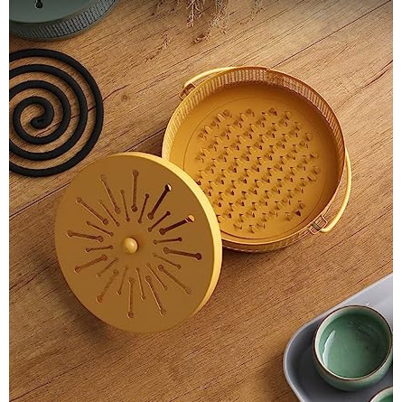 1321 Decorative Mosquito Coil Holder Mosquito Coil Container, Incense Holder Safe Burning Coil Tray for Home Patio Pool Side Outdoor, Metal Tray