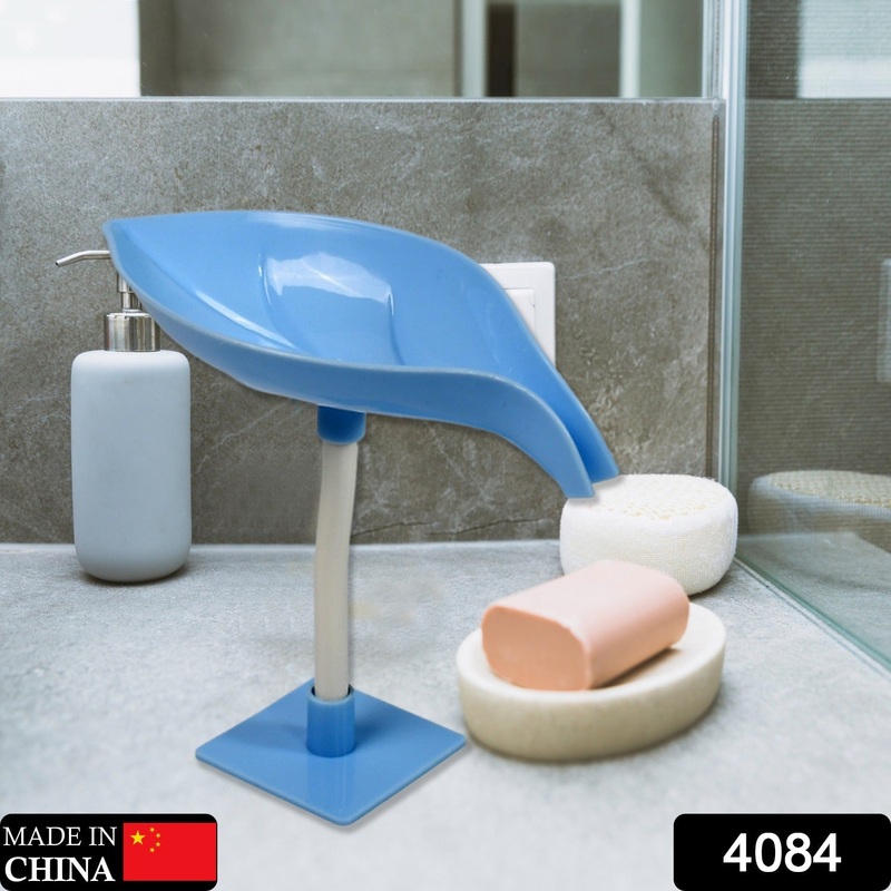 4084 Soap Holder Leaf-Shape Self Draining Soap Dish Holder, With Suction Cup Soap Dish Suitable for Shower, Bathroom, Kitchen Sink
