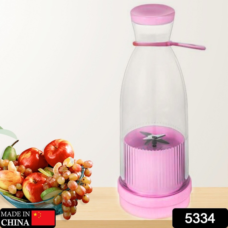 5334 Blender Portable Juicer for Smoothie , Juice , Vegetable Shakes with 4 Blades Wireless Charging Mini Personal Size Mixer Bottle Grinder, 380 Ml Multicolor