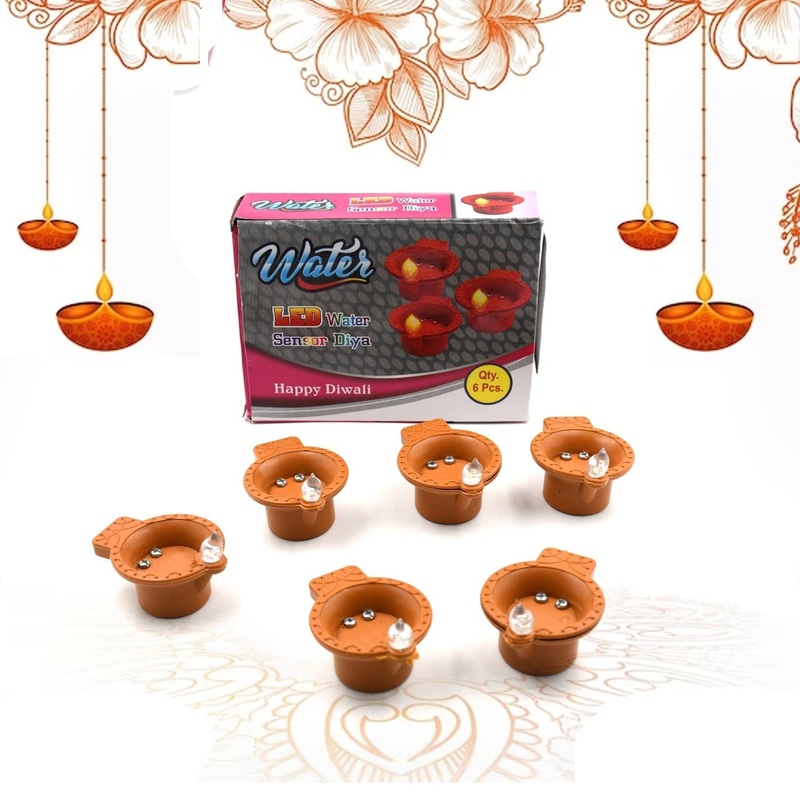6550 Water Sensor Diyas for Diwali Decoration | Diyas for Home Decoration| Diwali Decoration Items for Home Decor Diyas | Diwali LED Diyas Candle with Water Sensing Technology E-Diya (6Pc Set)